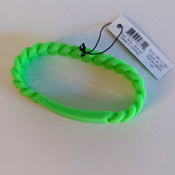 NWT Marc by Marc Jacobs Silicone Rubber Braided Bracelet Designer Toucan Green - Picture 2 of 6